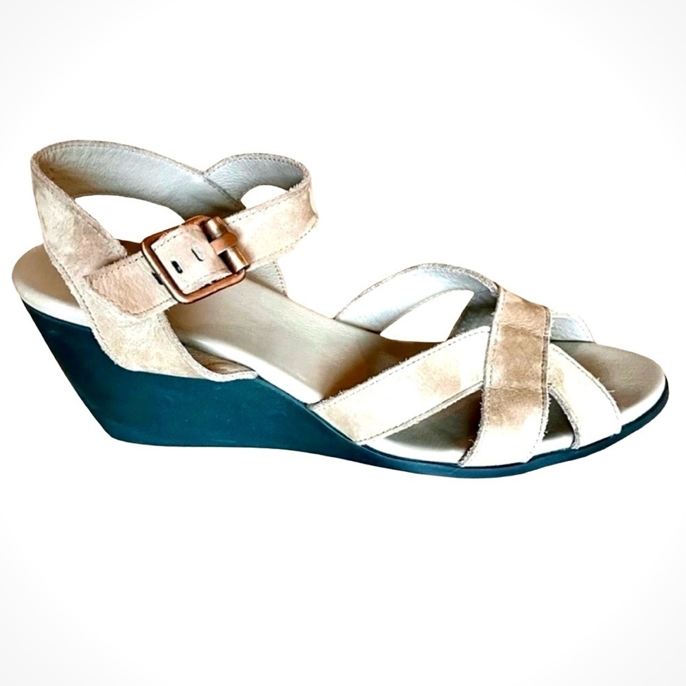 Arche Egowa Wedge Sandals Tan Suede Strap Comfort EU 41 US 9.5 - Picture 2 of 10